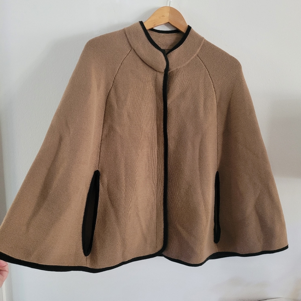 J. Crew Tan Cape with Black Trim
